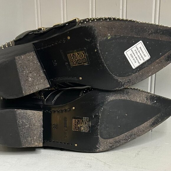 Anine Bing Leather Studded Accents Moto Boots Size 8 - Picture 4 of 8